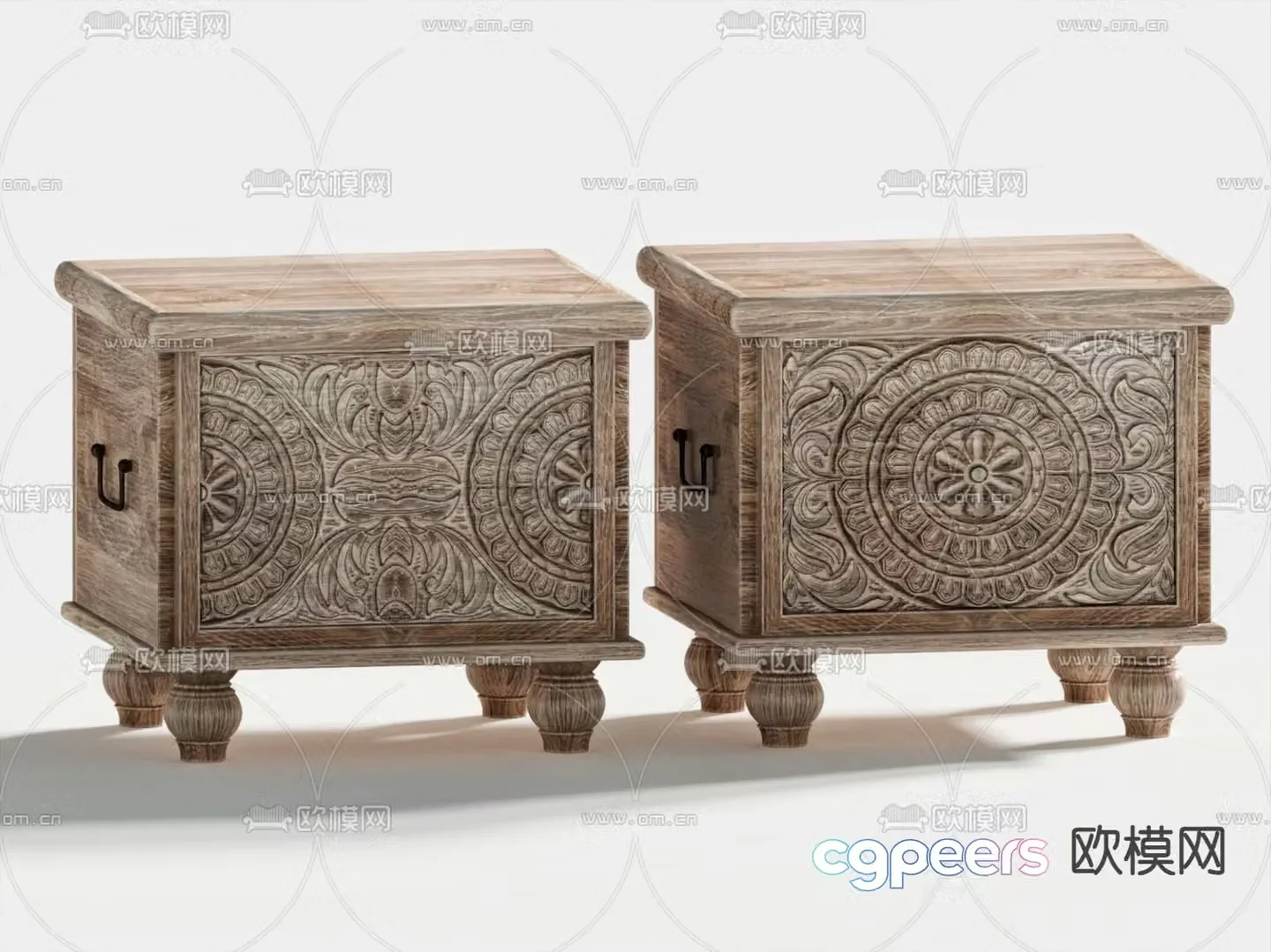 Medieval style bedside table 3d model