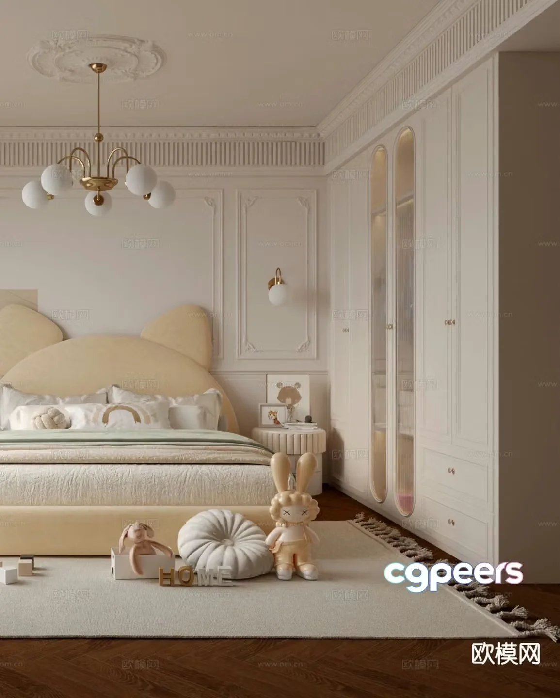 French style children’s room girl’s room 3d model