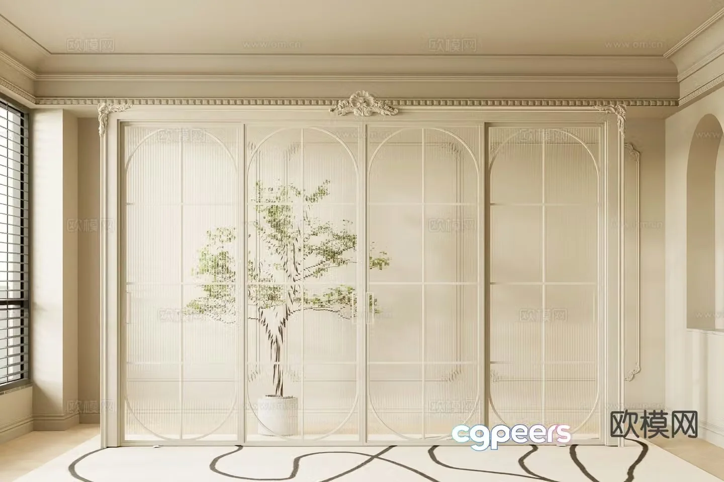 French sliding door glass door sliding door 3d model