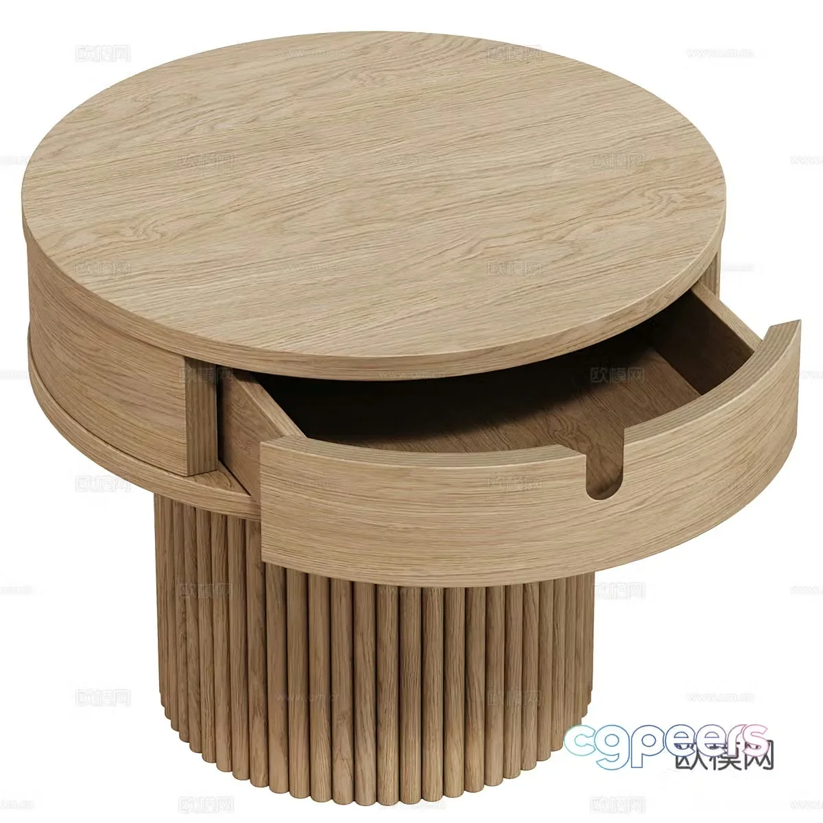 New Chinese round bedside table 3D model