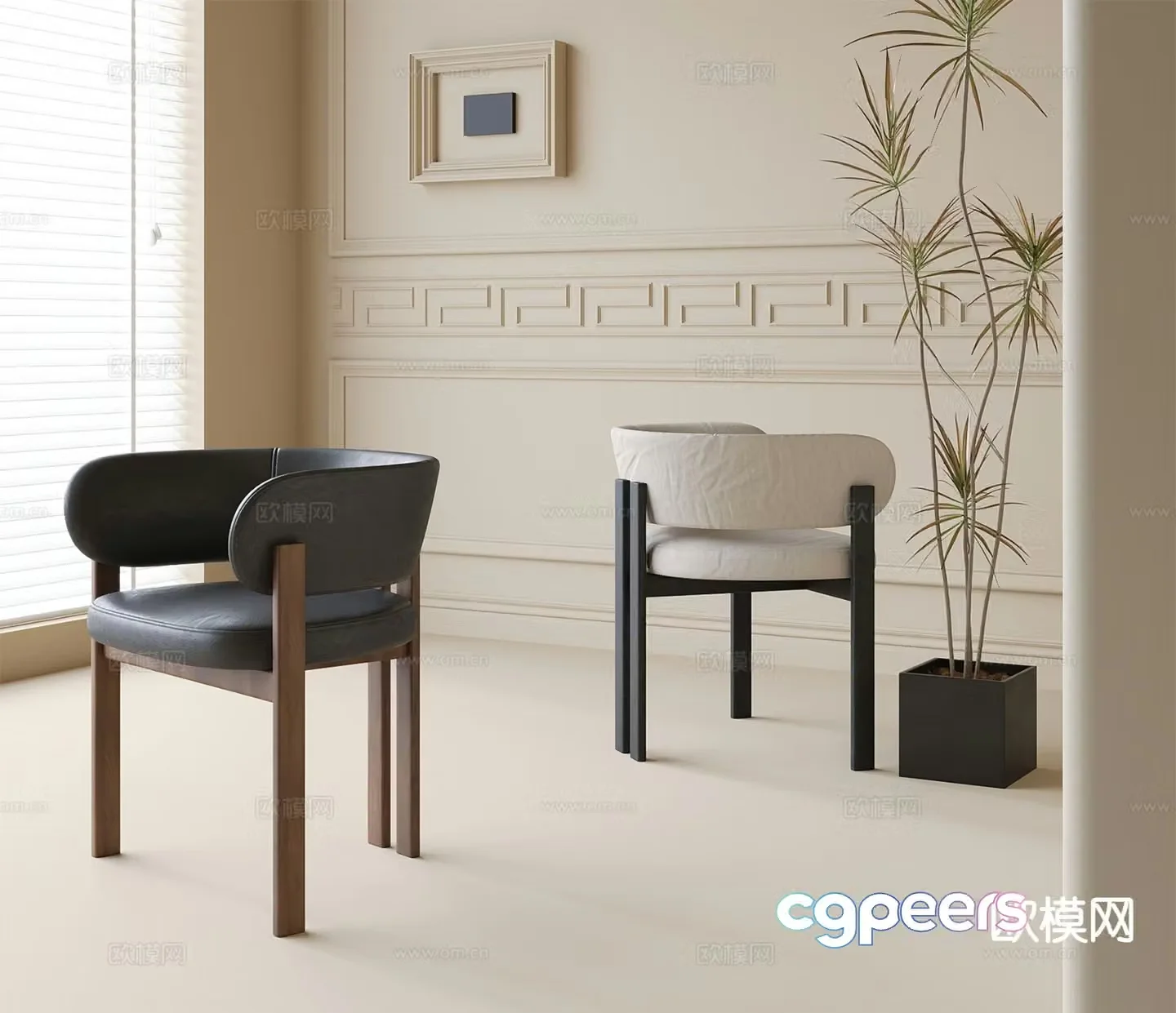 Modern dining chair single chair 3d model