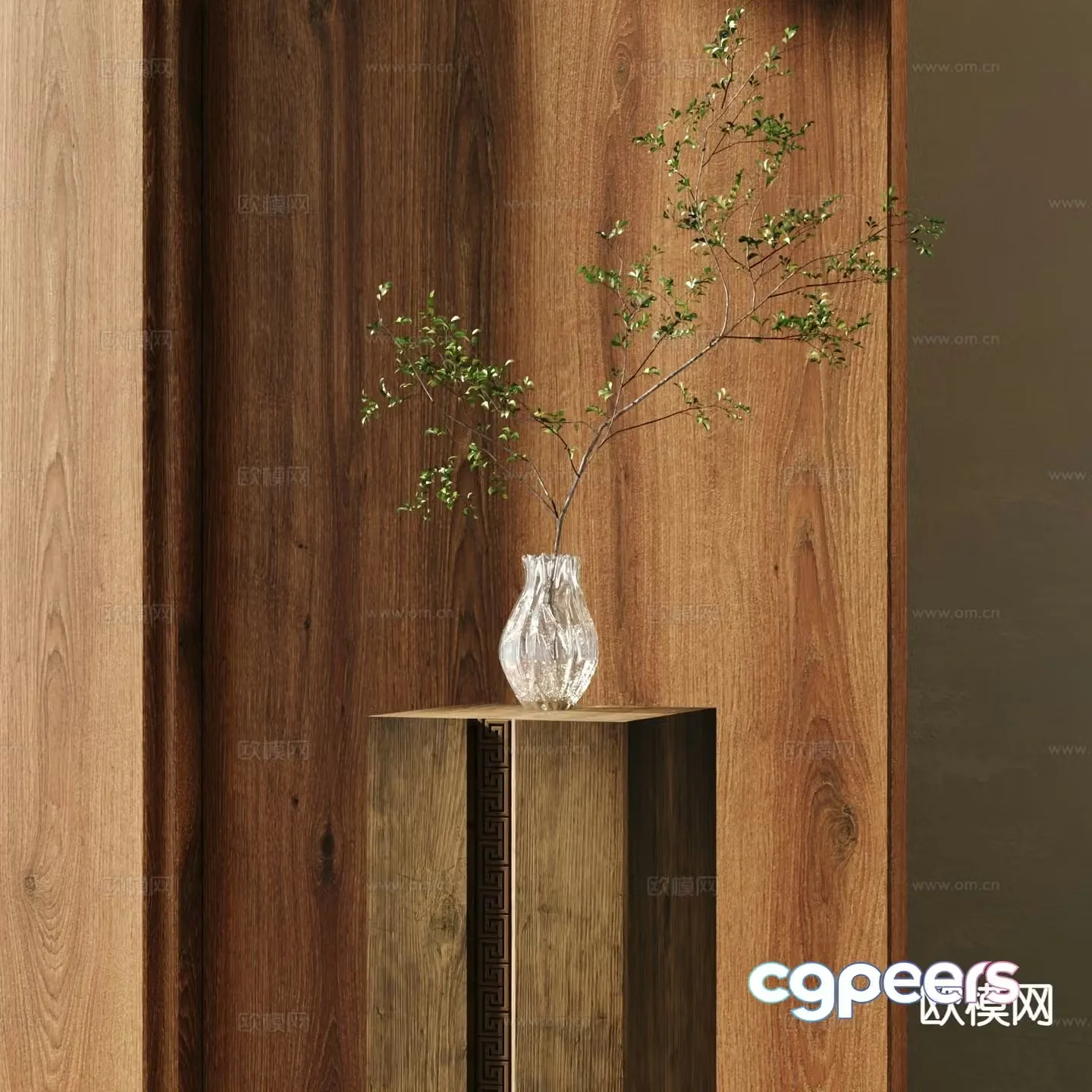 glass vase floristry flowers hydroponic green plants 3d model