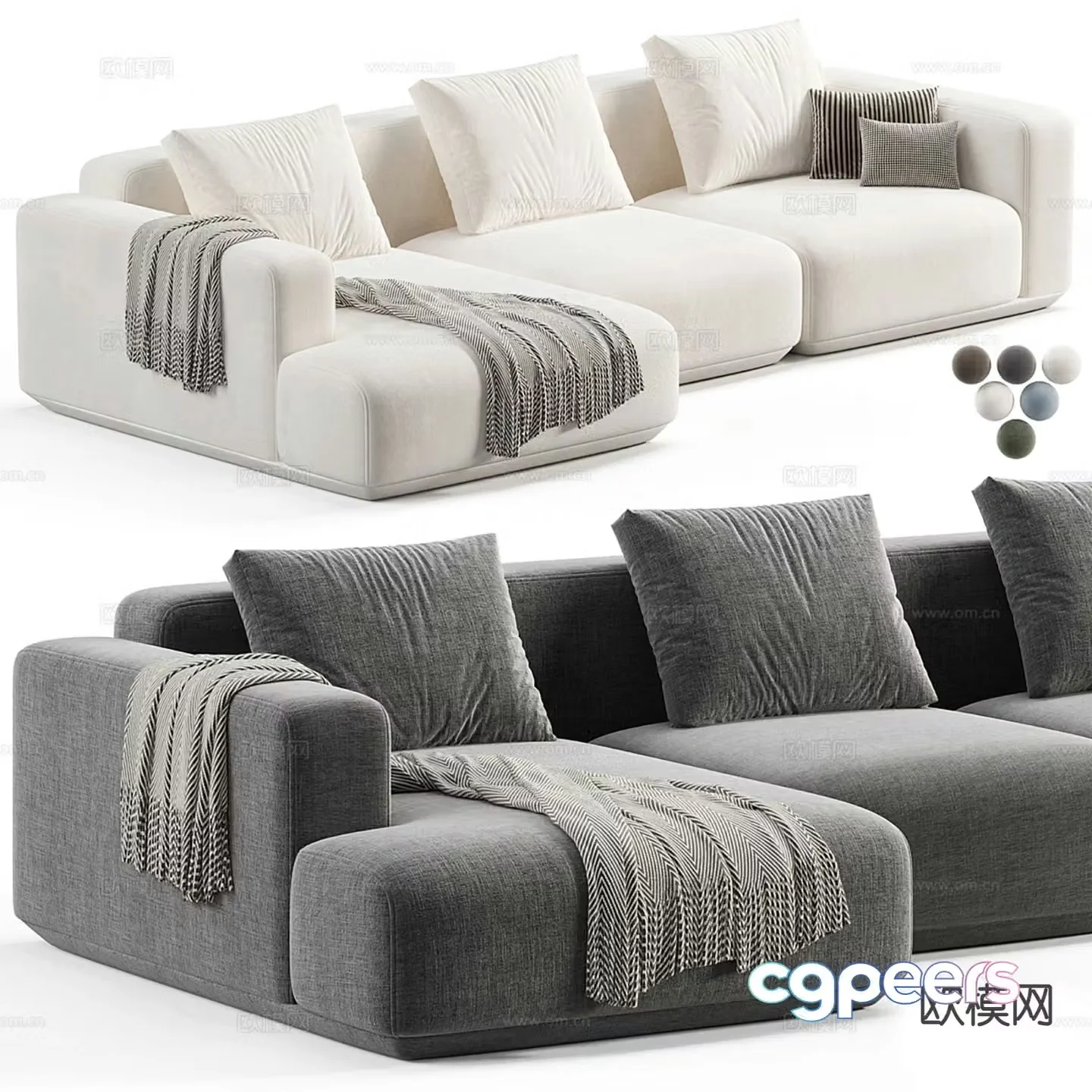 Modern three-seat sofa corner sofa 3d model