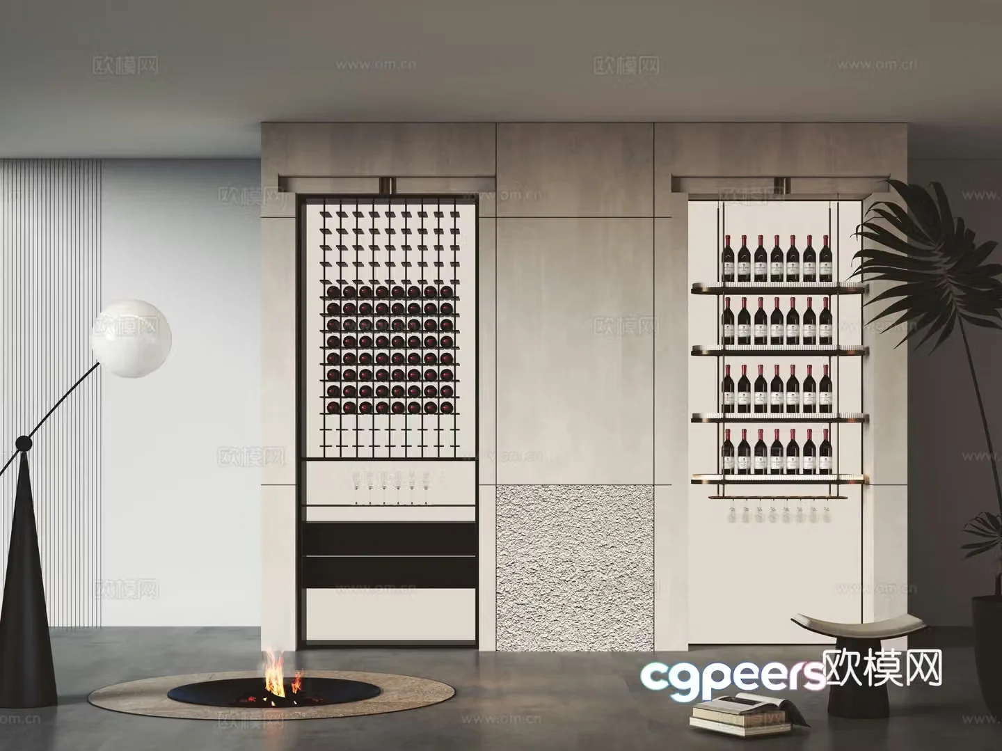 Modern wall full wall wine cabinet wine rack 3D model