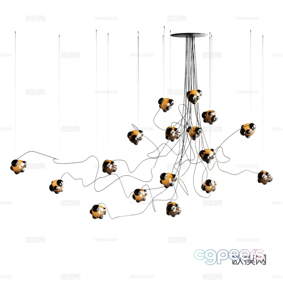 Gold And Black Chandelier 3D Model – 3317 – VRAY Render