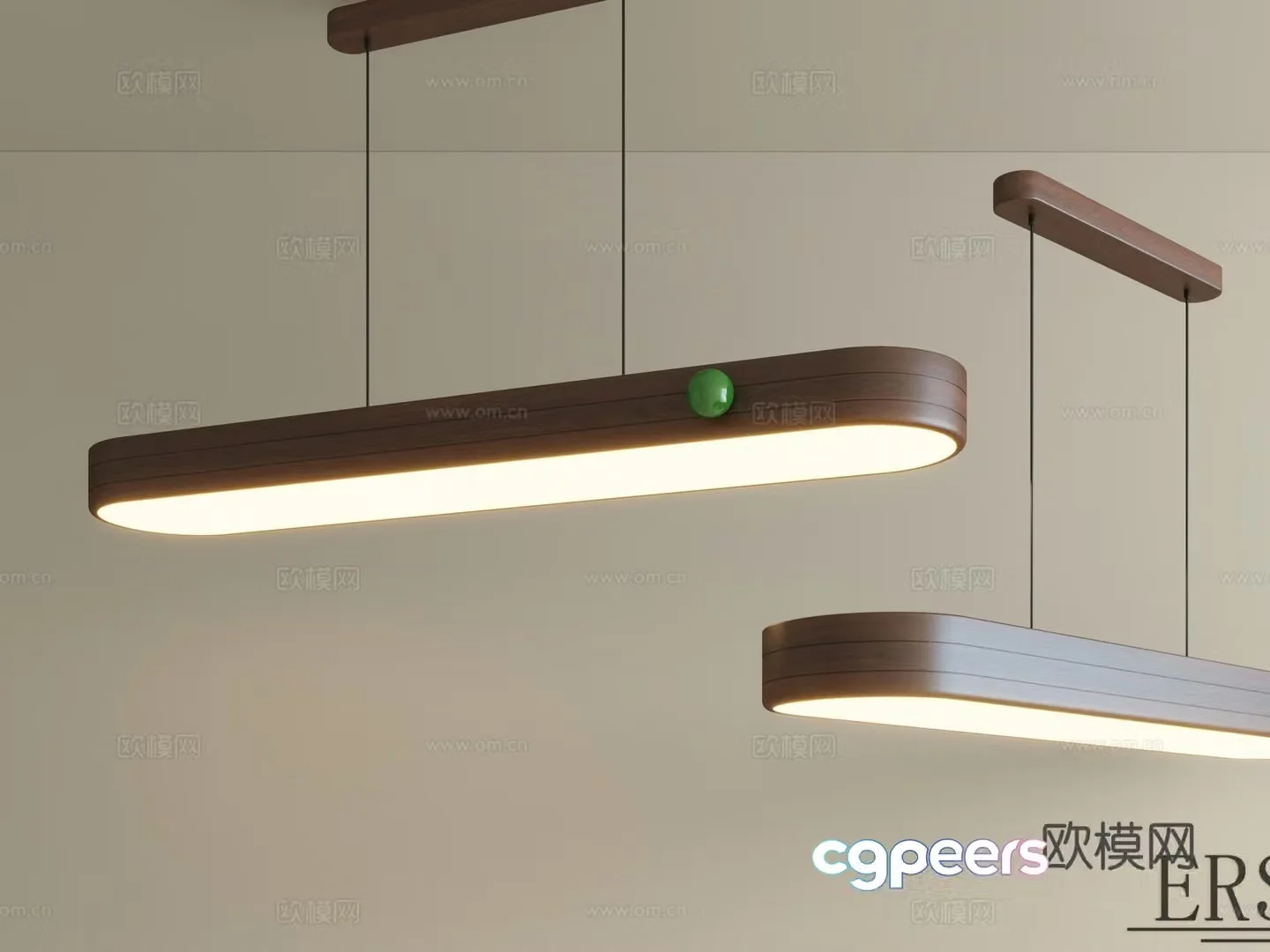 Chandelier Medium style cream style restaurant lamp one-line strip simple walnut color bar desk lamp tea room dining table chandelier 3D model