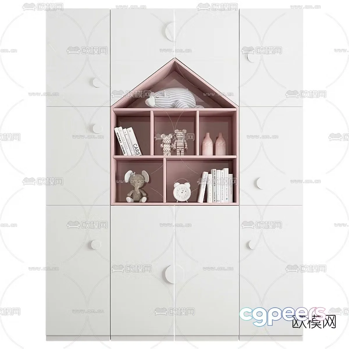 Modern children’s bookcase desk 3d model