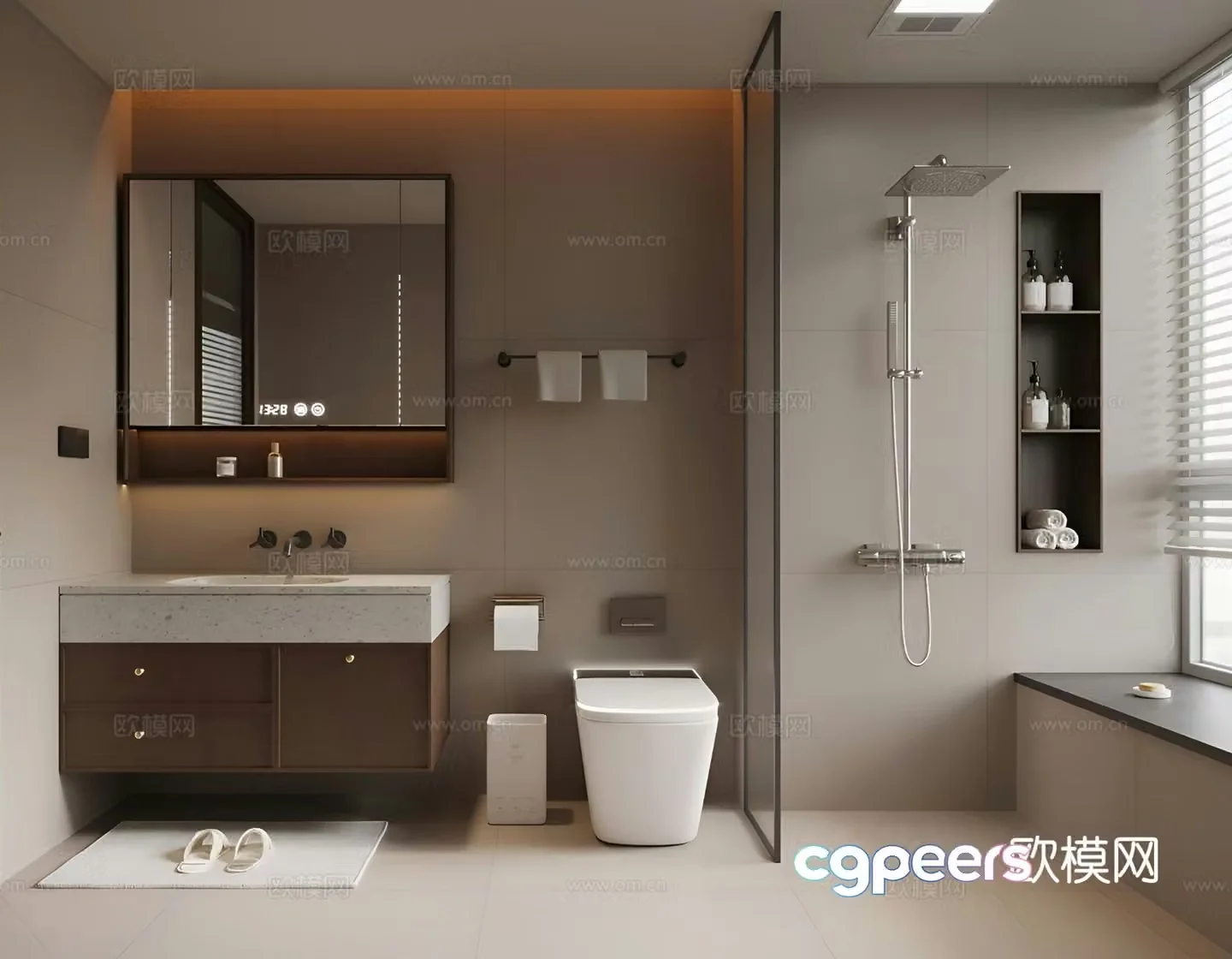 Middle style bathroom 3d model