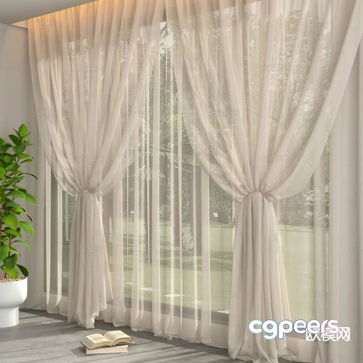 French gauze curtain curtain 3d model