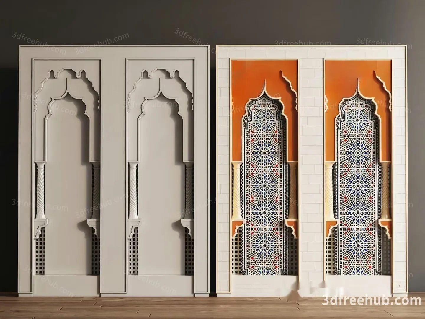 A Set Of Decorative Panels 3D Model – 7723 – VRAY Render