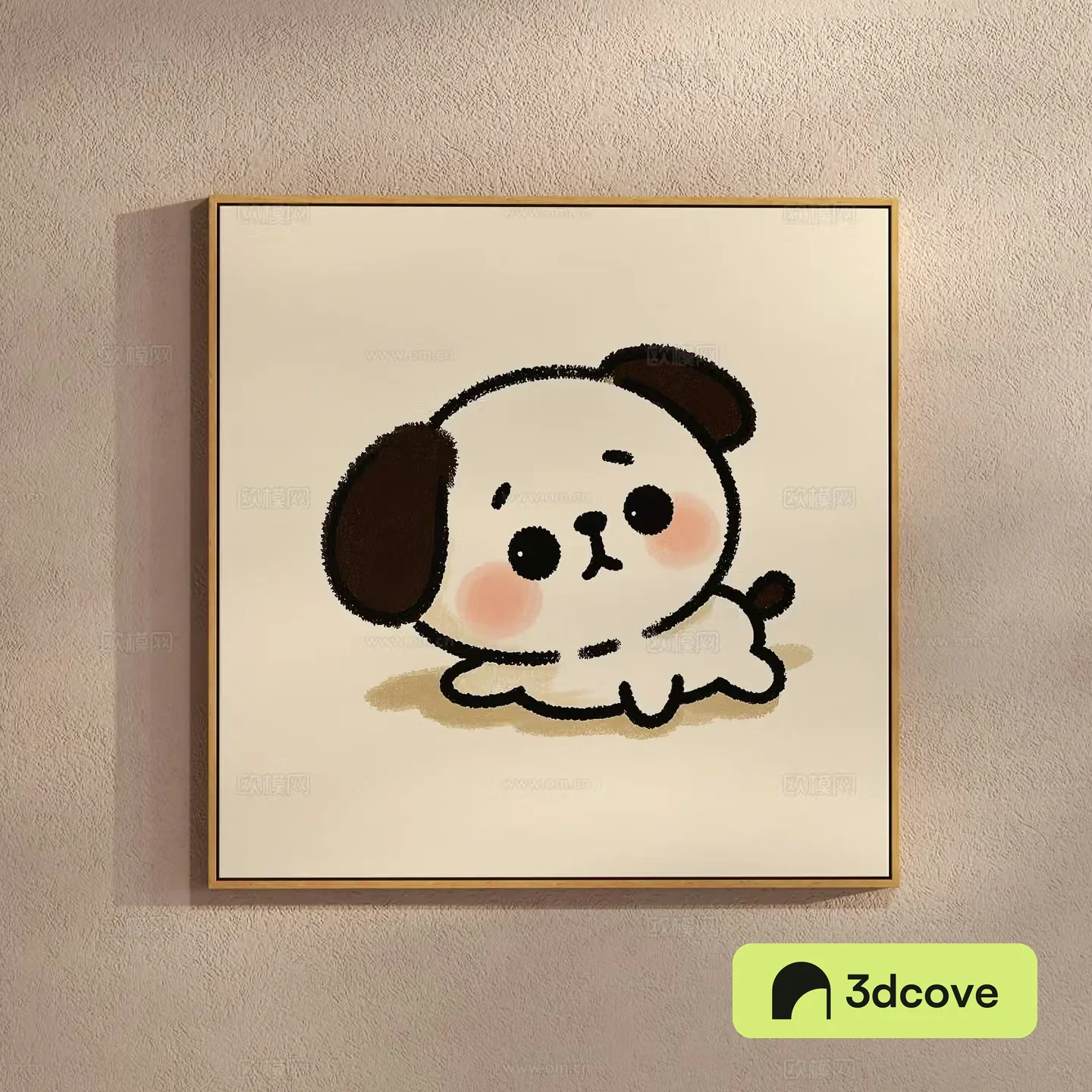 Cream style simple painting cartoon children’s painting puppy hanging painting