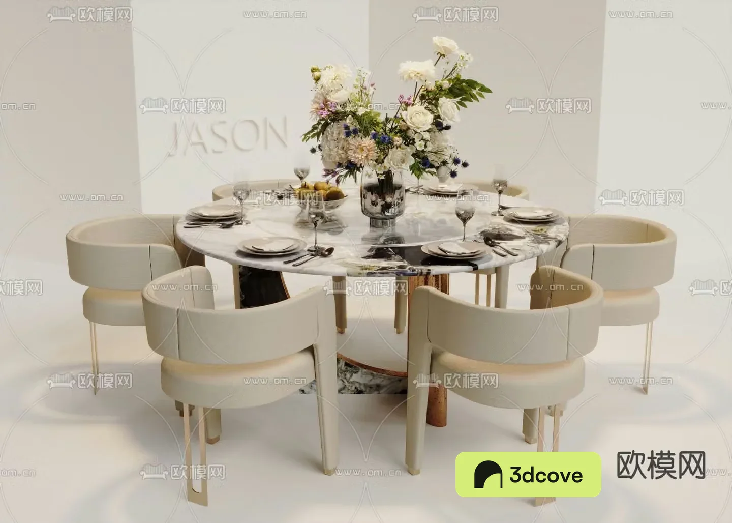 Light luxury dining table and chairs round dining table