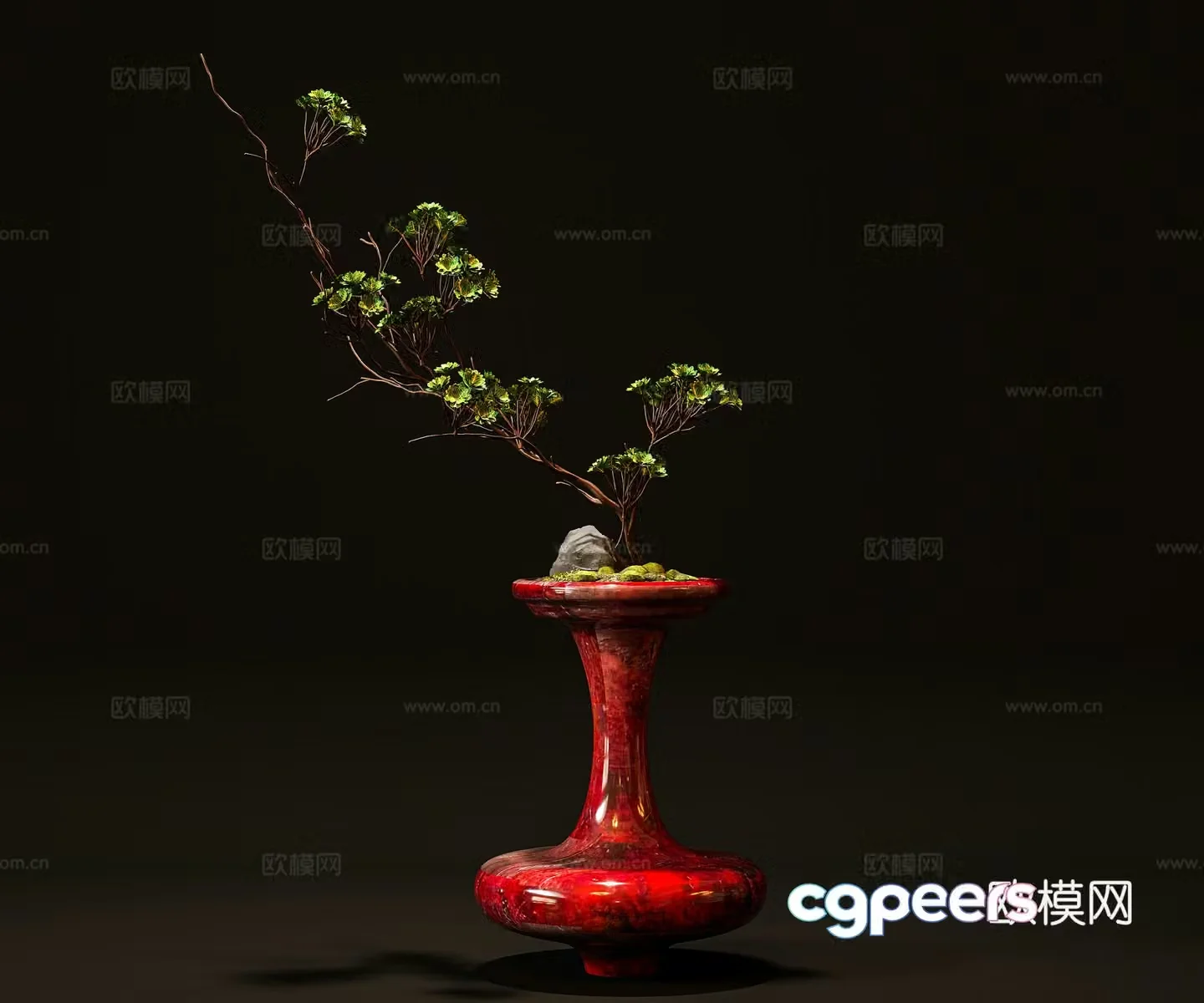 3D model of flower arrangement of vase