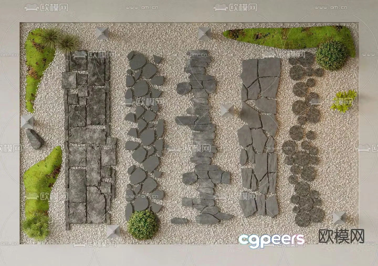 Modern landscape paving garden paving 3D model