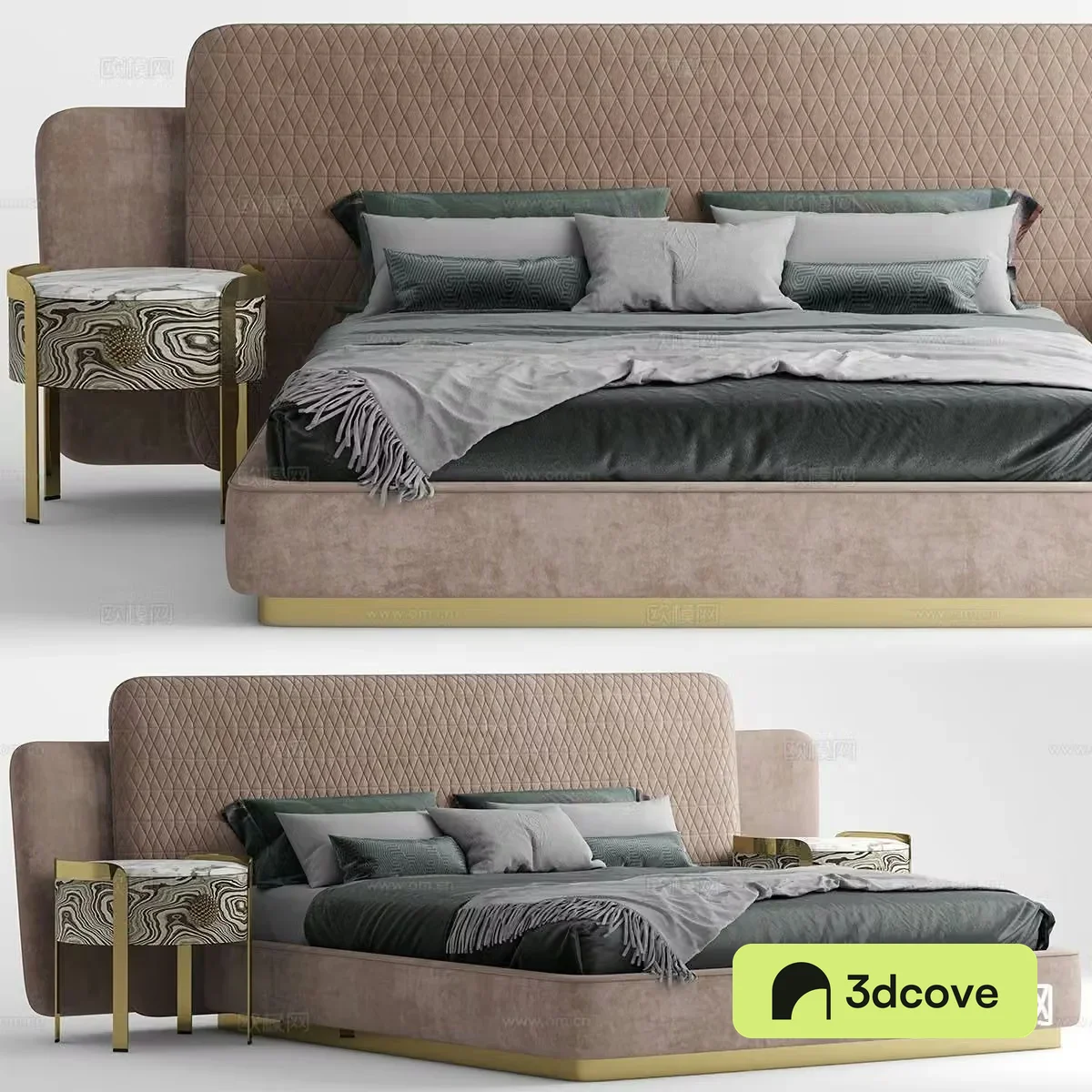 Modern double bed 3d model