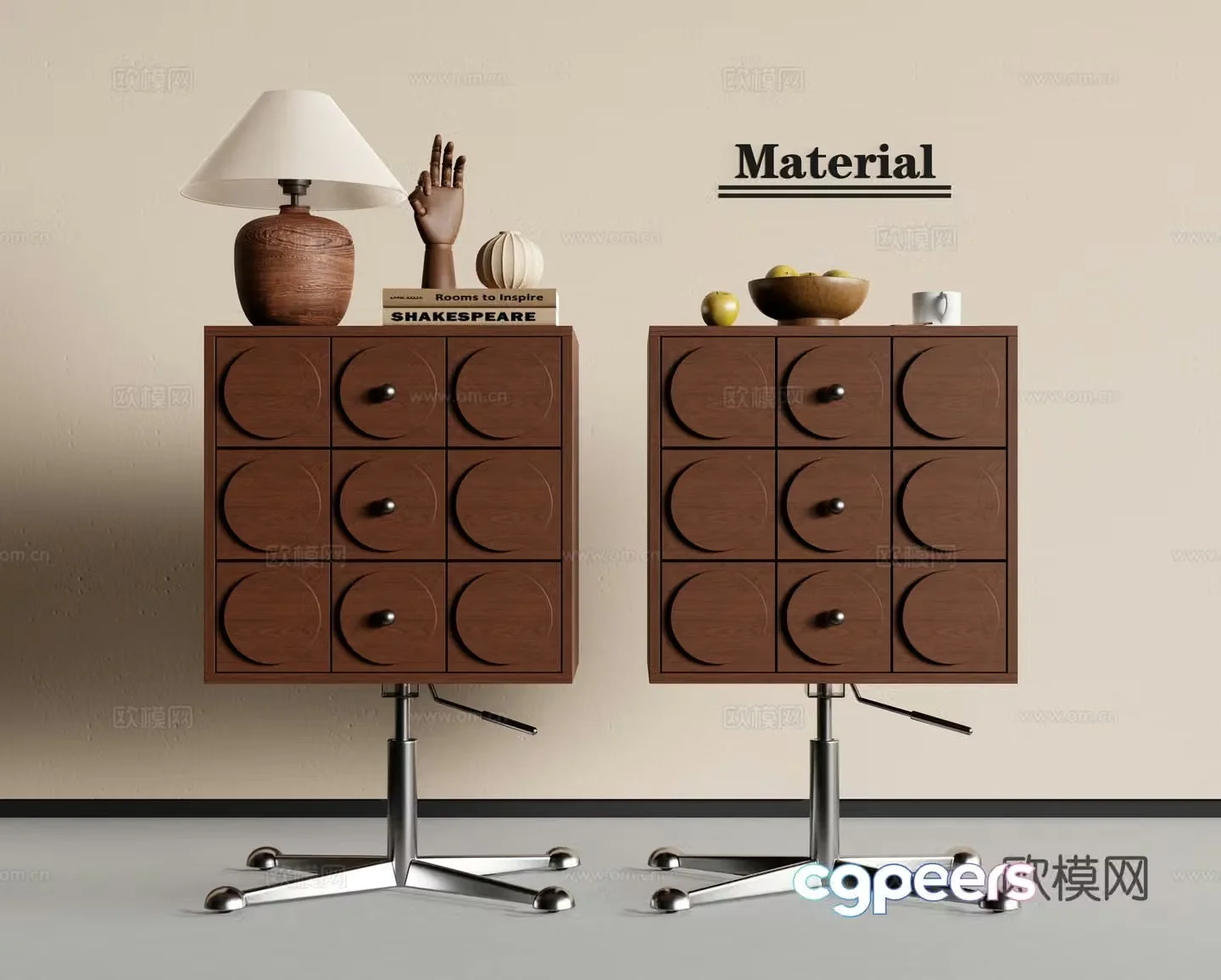 Medieval corner table and side table 3D model