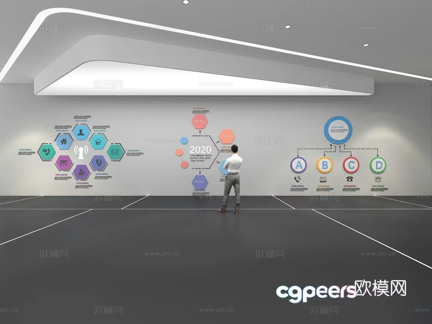 Cultural wall Corporate culture wall Display wall Education Exhibition hall Campus culture Corridor 3D model