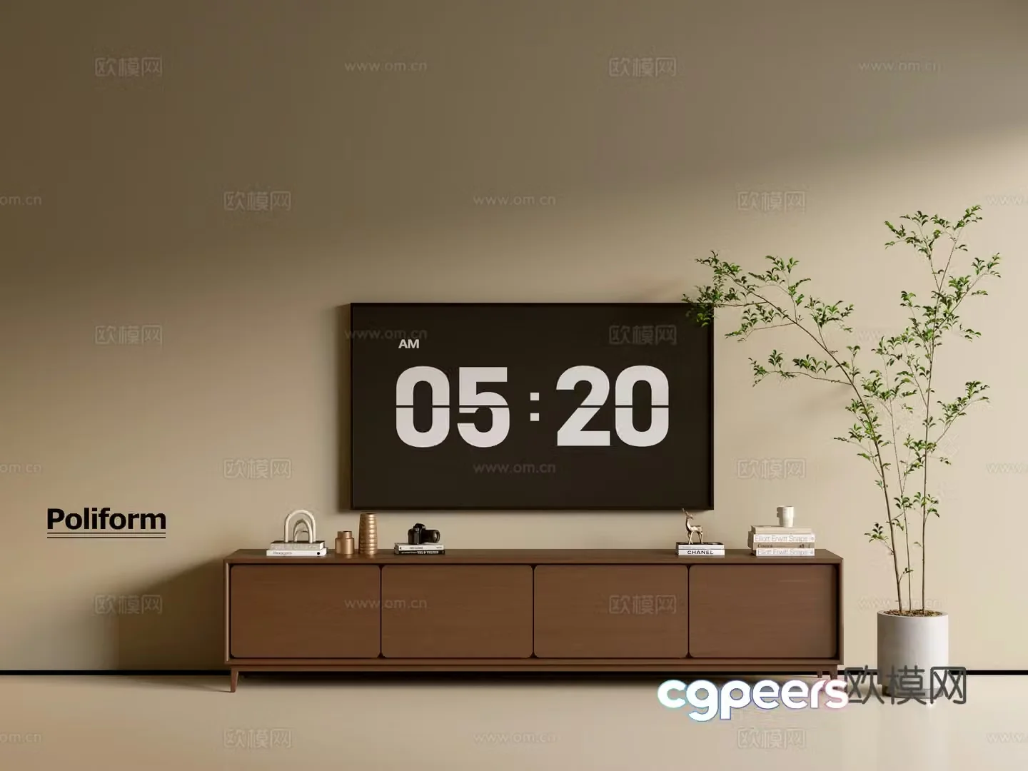 Modern wood grain TV cabinet simple side cabinet chest of drawers low cabinet whole cabinet side cabinet balcony 3D model