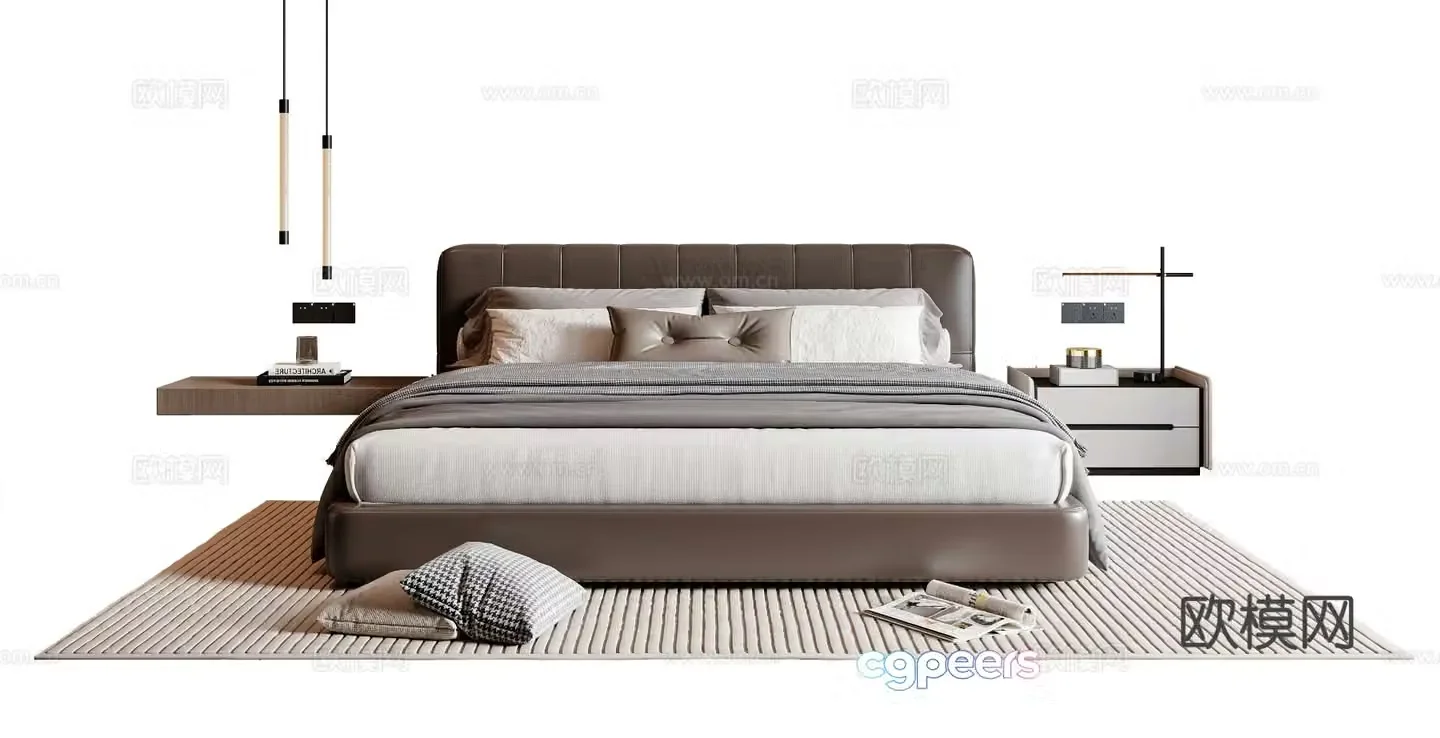 Italian double bed 3d model