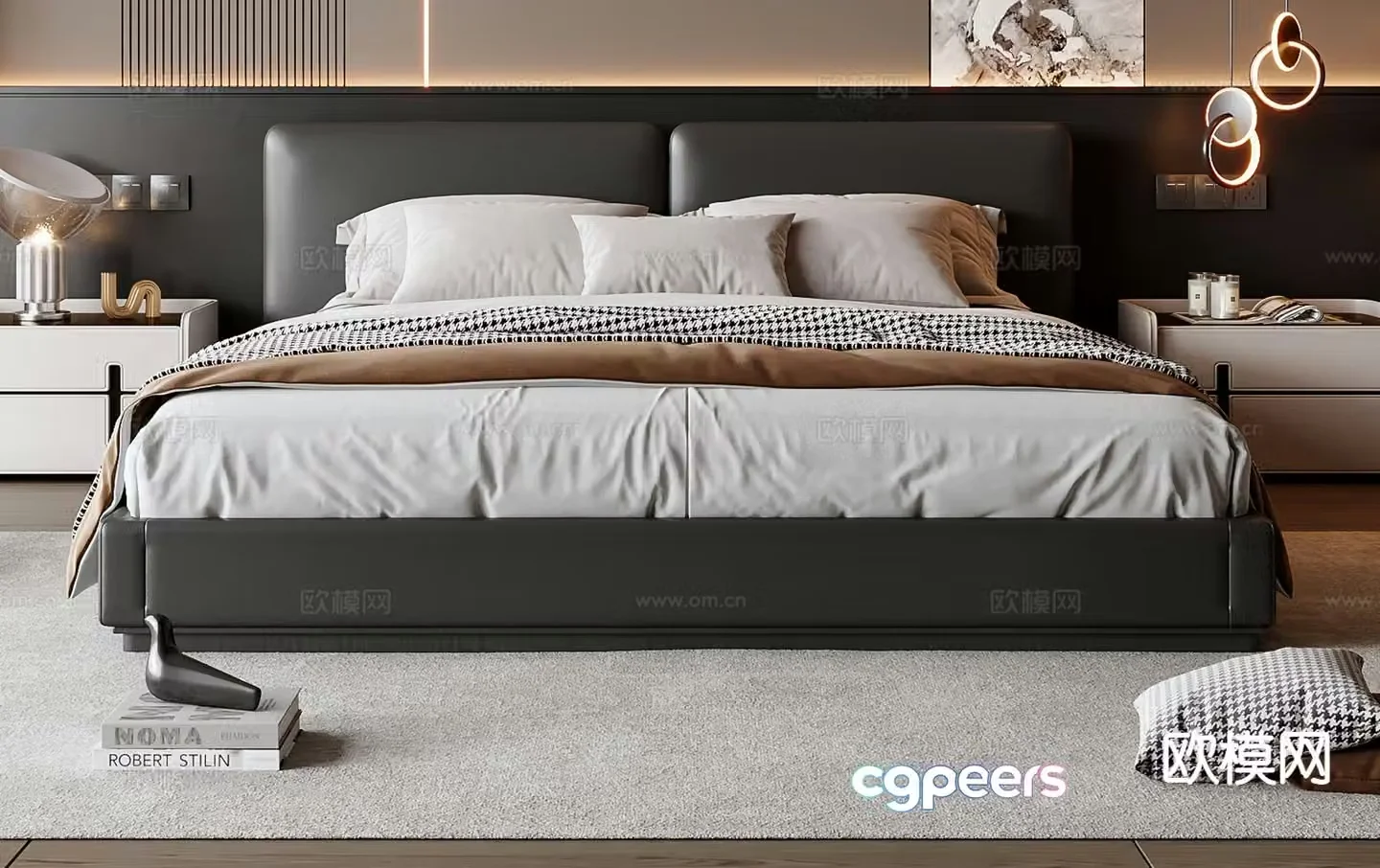 Italian double bed 3d model