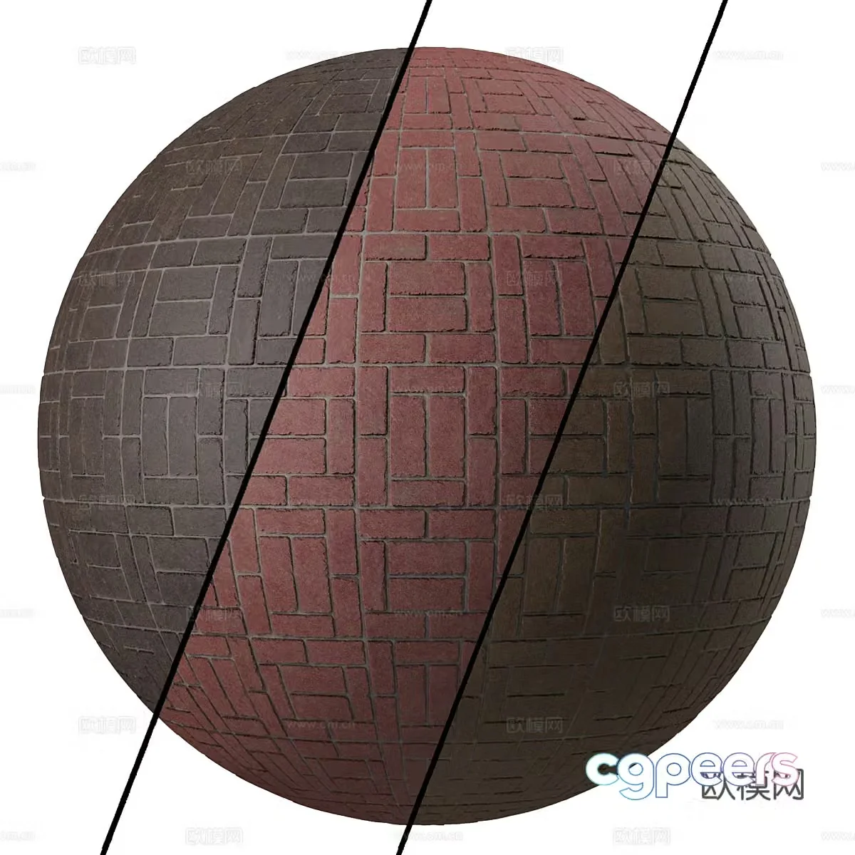 New Chinese red brick wall material 3D model