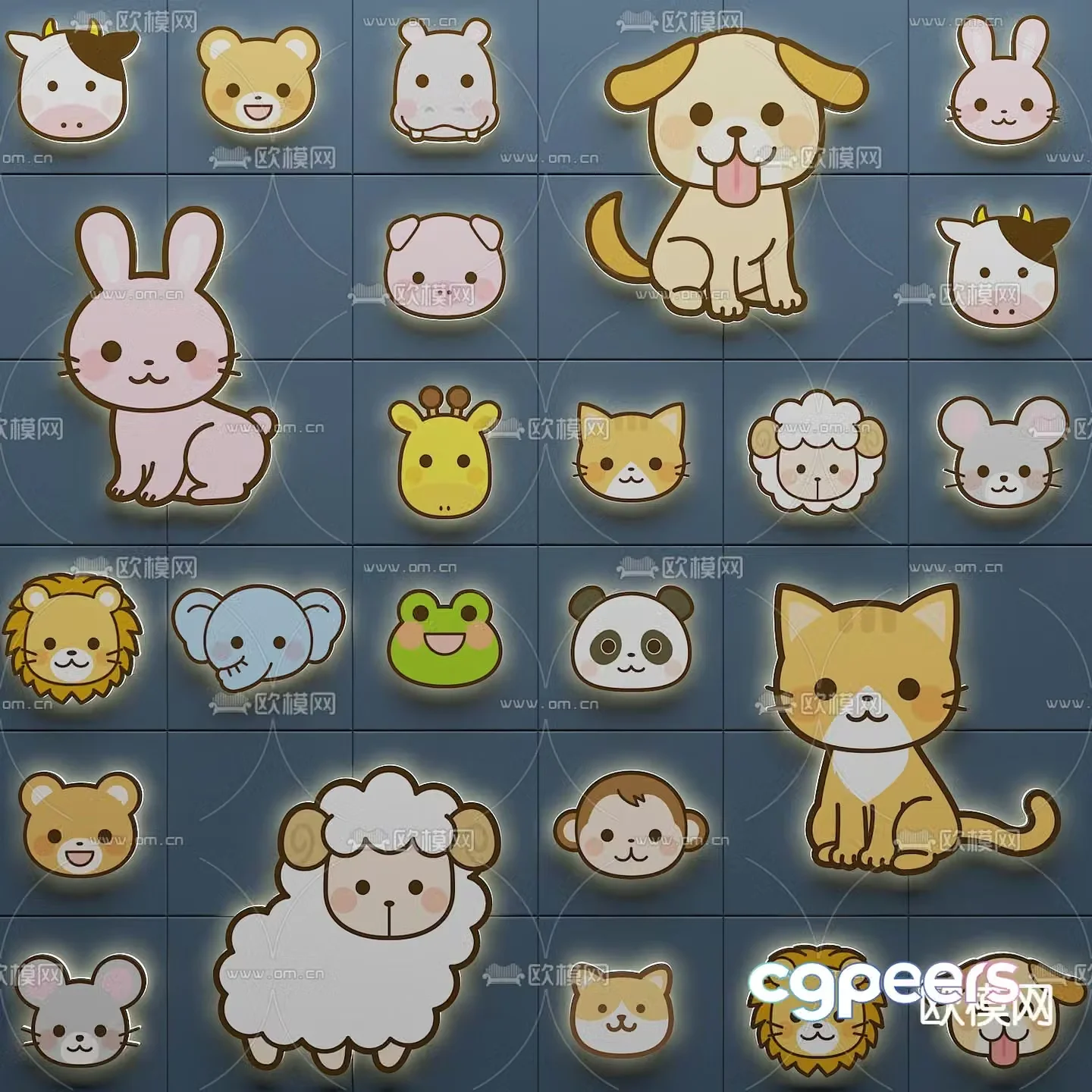 Modern cartoon animal wall decoration pendant 3d model