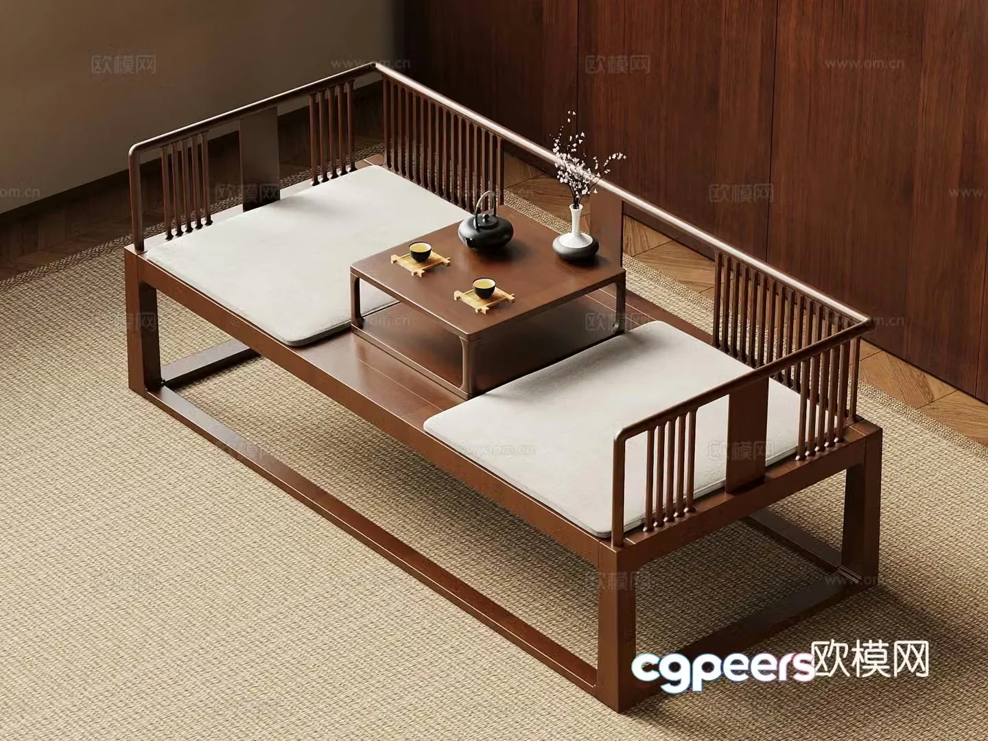 35 New Chinese Arhat Bed Bedding Stool Shoe Change Stool 3D Model