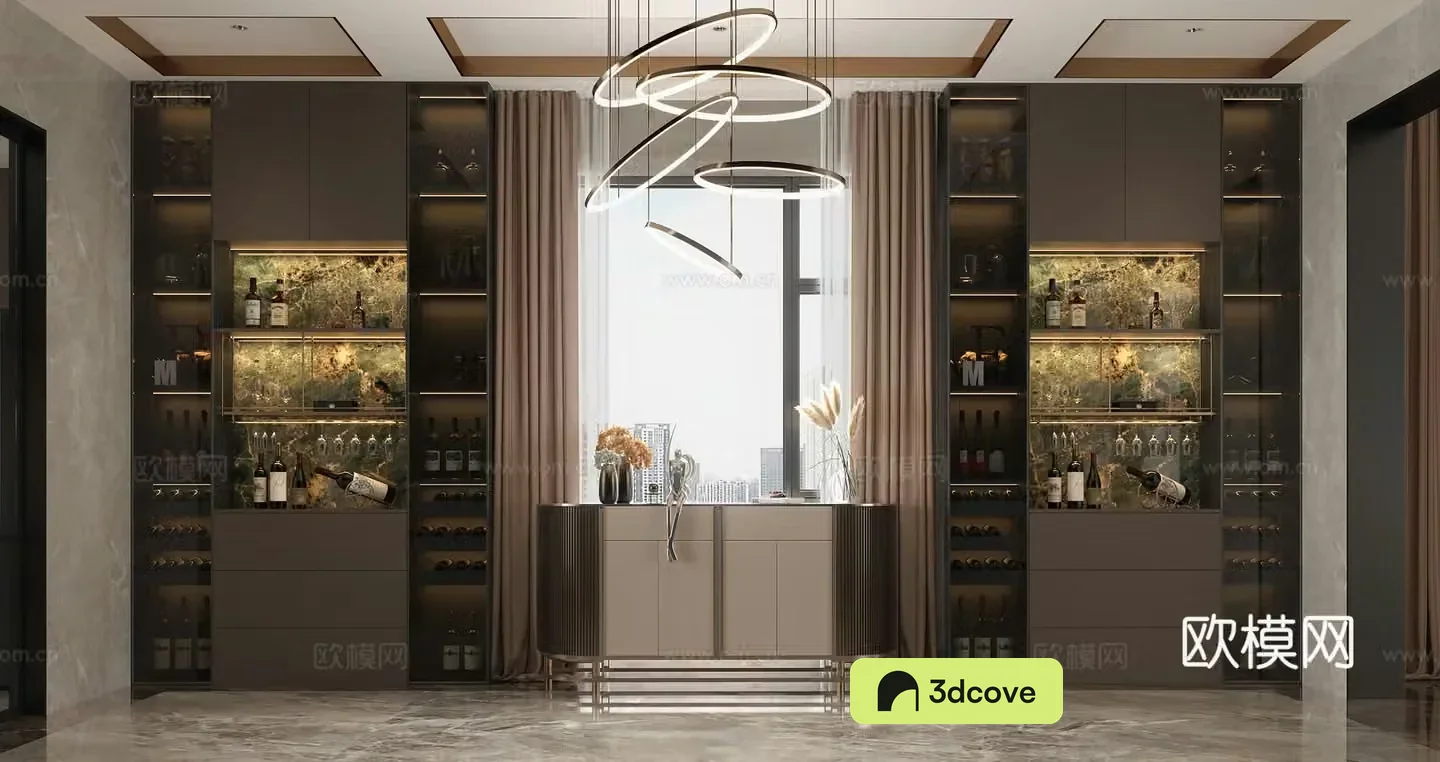 Italian light luxury villa restaurant Italian light luxury villa restaurant Modern light luxury decoration low cabinet Modern light