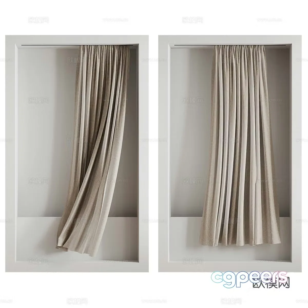 Modern creamy shower curtain 3d model