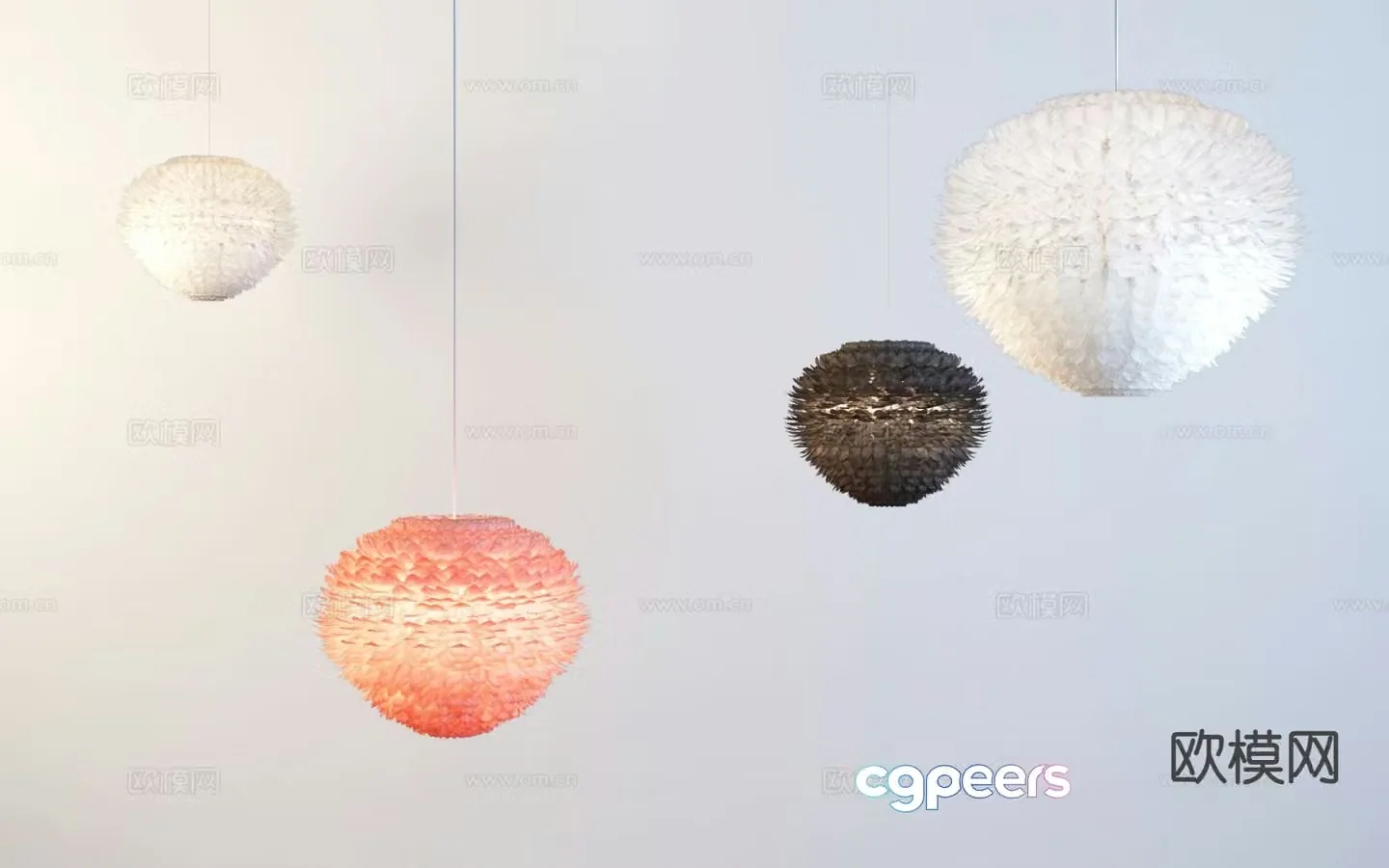 Modern feather chandelier art chandelier 3d model