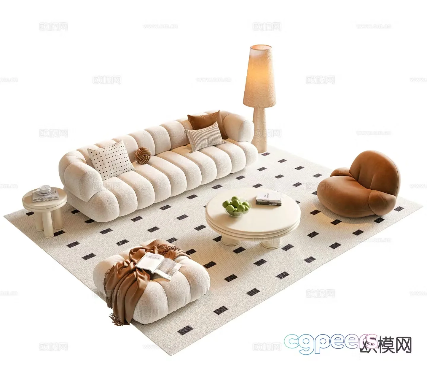 Cream style modular sofa 3d model