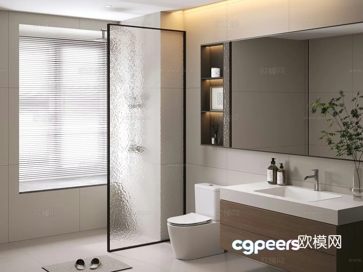 Modern style bathroom furniture partition bathroom 3d model