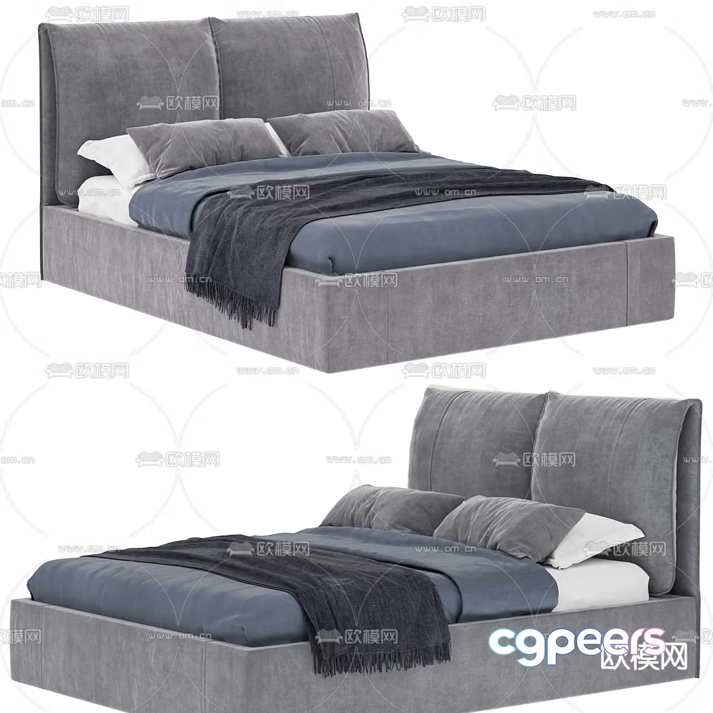 Modern double bed 3d model
