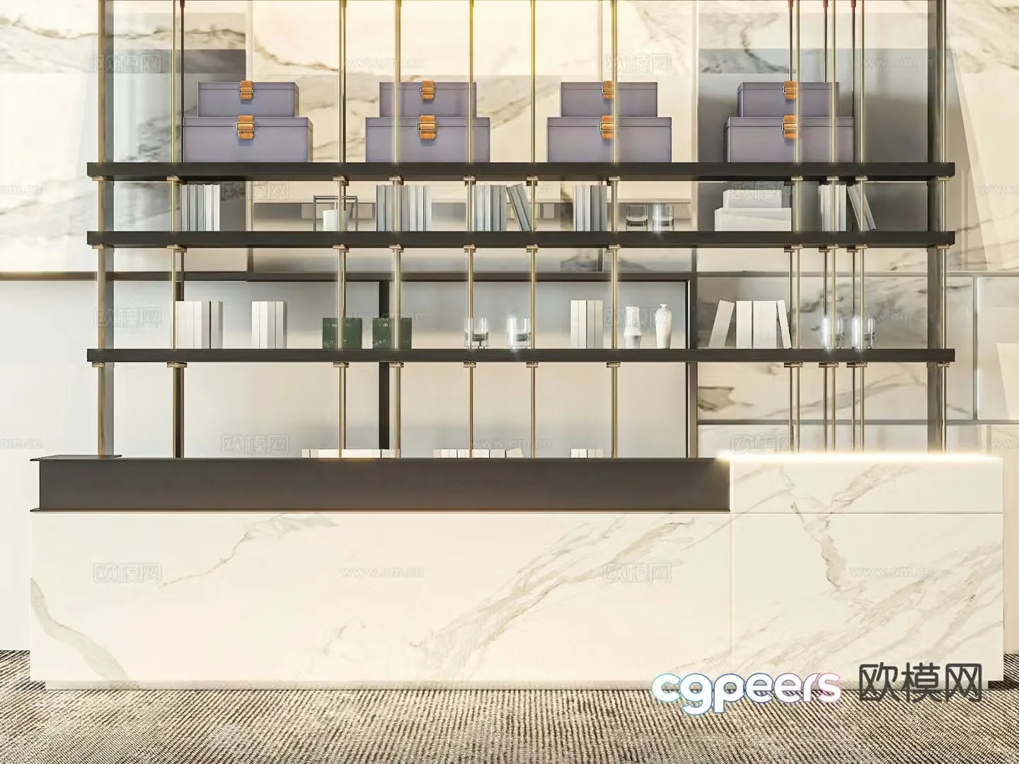 Front desk service desk reception desk 3d model