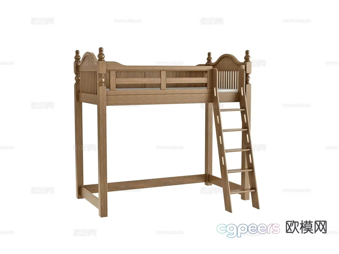 Simple European children’s bed child’s bed 3D model
