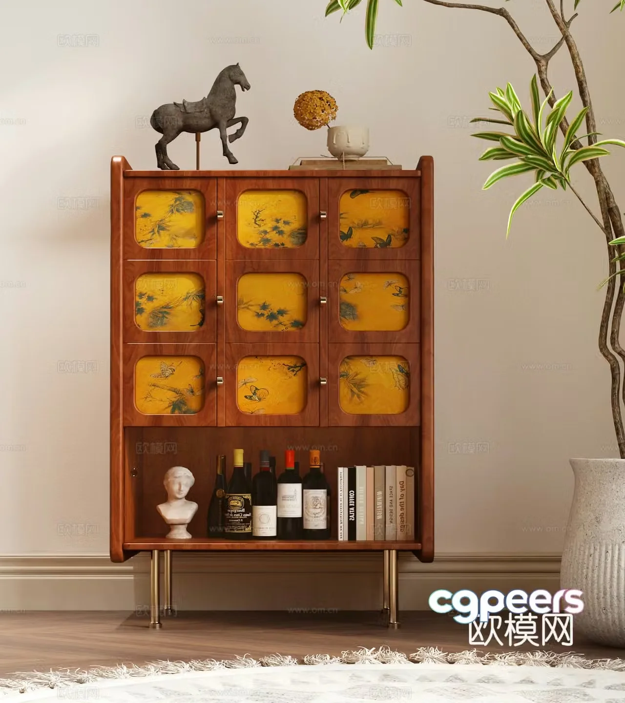 French medieval bookcase French retro entrance cabinet French chest of drawers French side cabinet 3D model