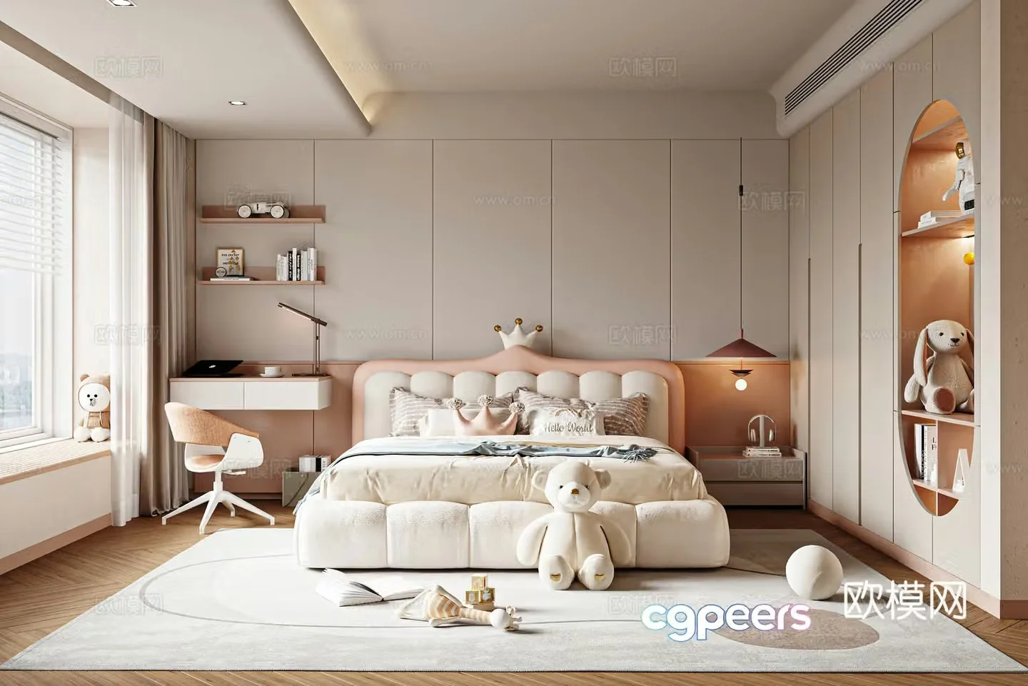 Modern children’s room Girls room Kids room Children’s bed Children’s wardrobe 3d model