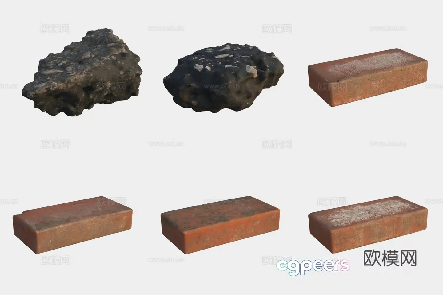 Brick stone building materials 3d model
