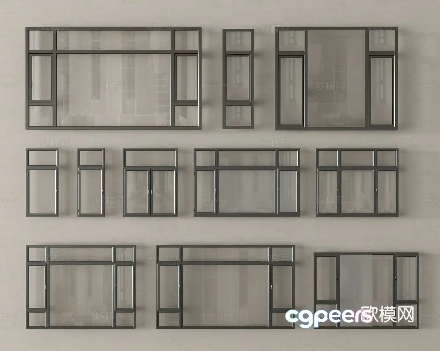Glass window casement window 3D model