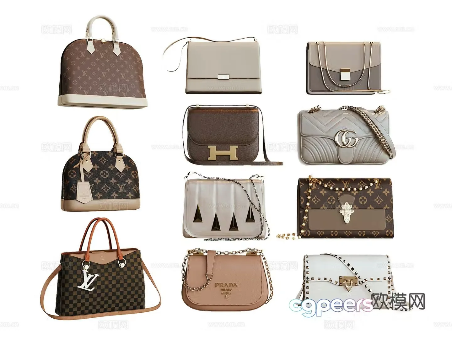 Modern handbag shoulder bag 3d model