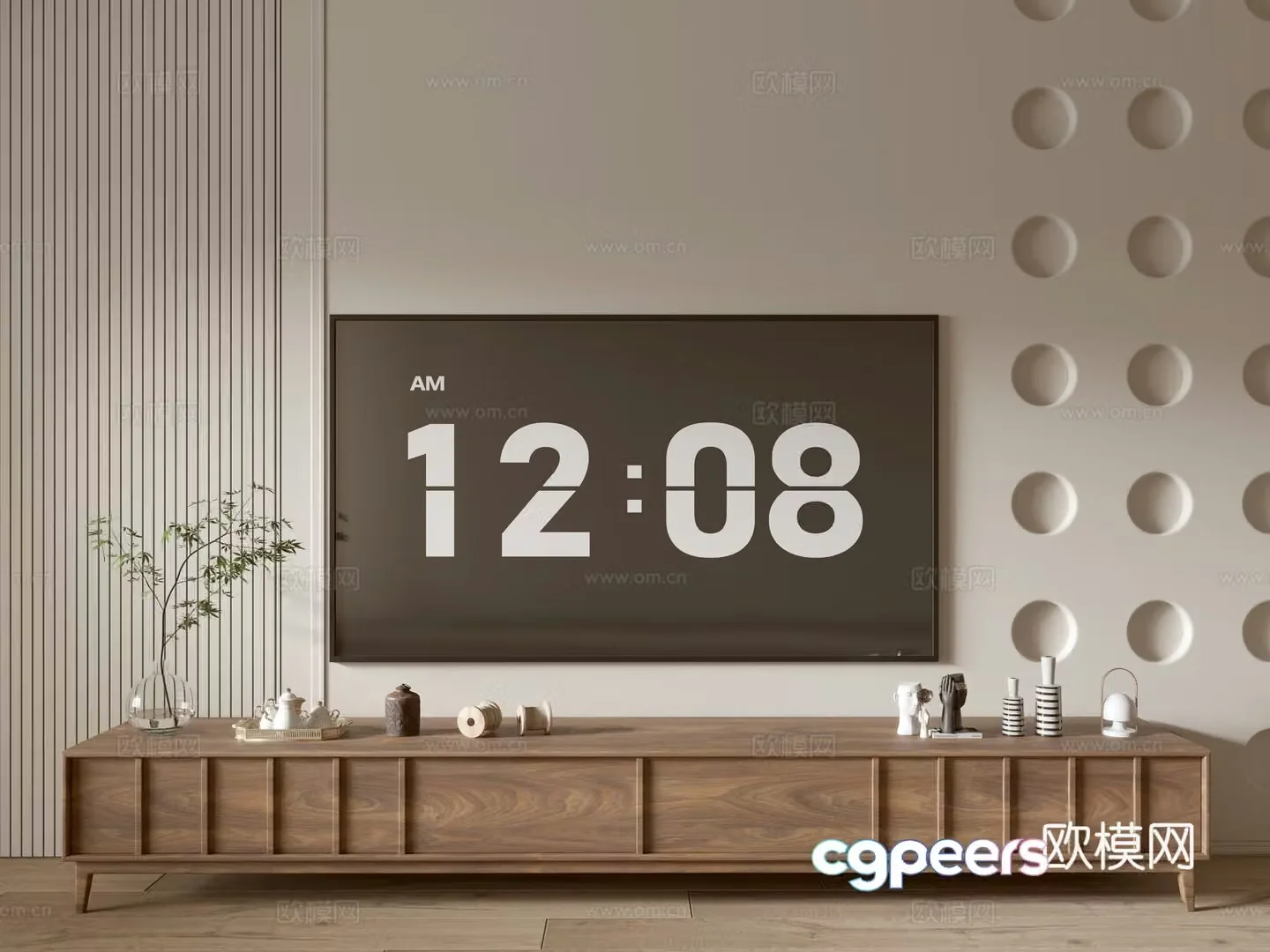 Modern wood grain TV cabinet simple side cabinet chest of drawers low cabinet whole cabinet side cabinet 3D model