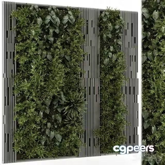 3ds Max Free – Indoor Wall Vertical Garden in Wooden Base – Set 864
