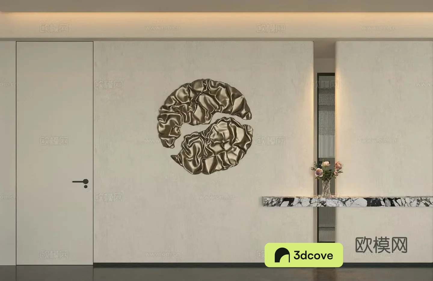 Modern Italian style entrance hall aisle Italian decorative entrance hall floral ornaments background wall