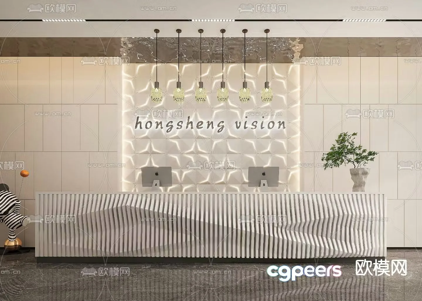 Front desk service desk reception desk 3d model