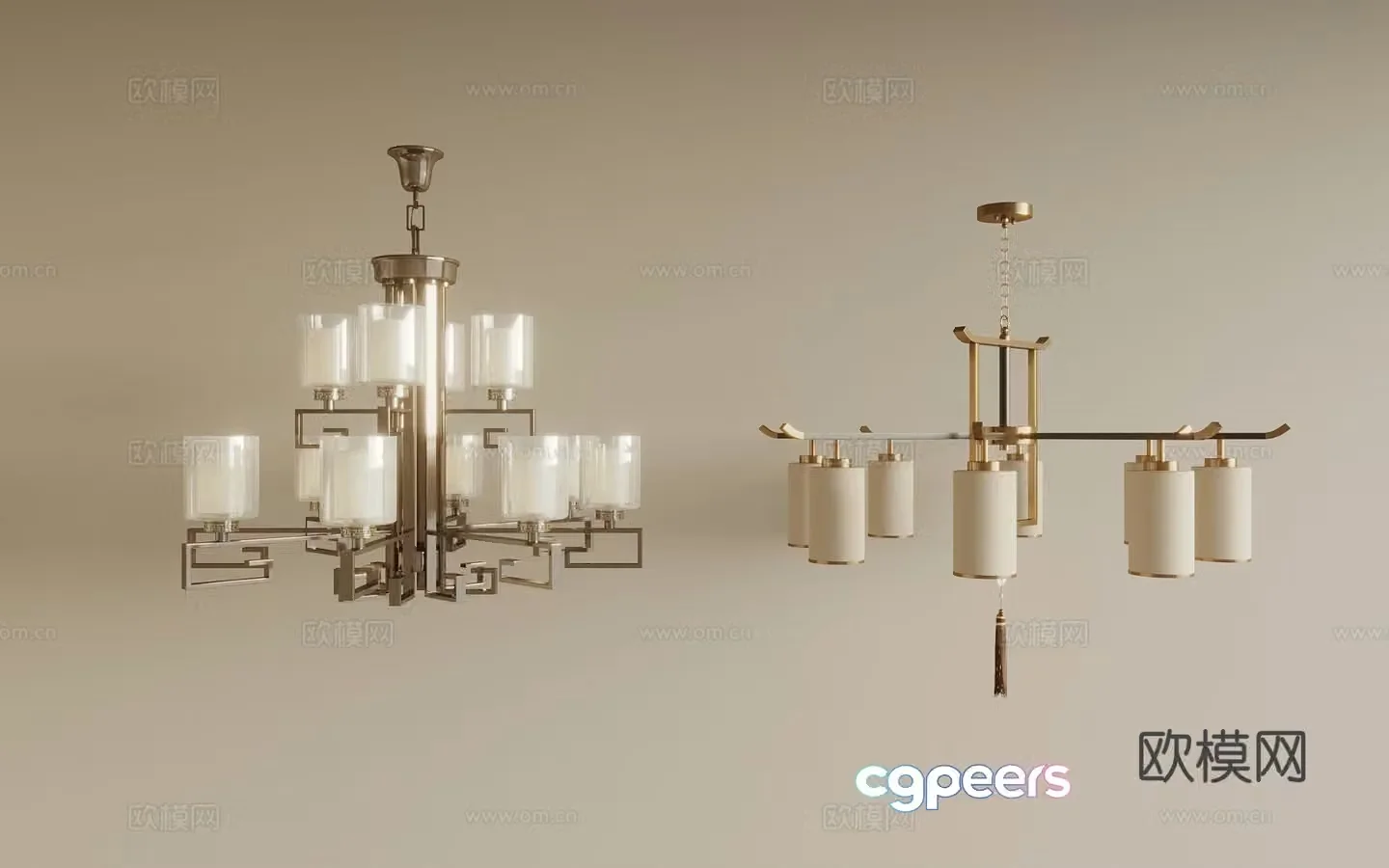 New Chinese style metal chandelier multi-head chandelier 3D model