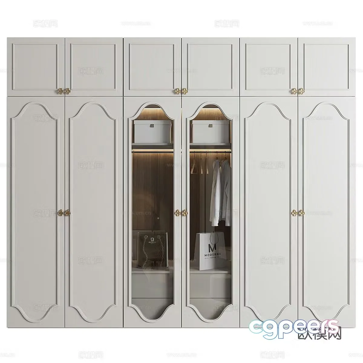Modern Cream Trench Wardrobe 3d Model