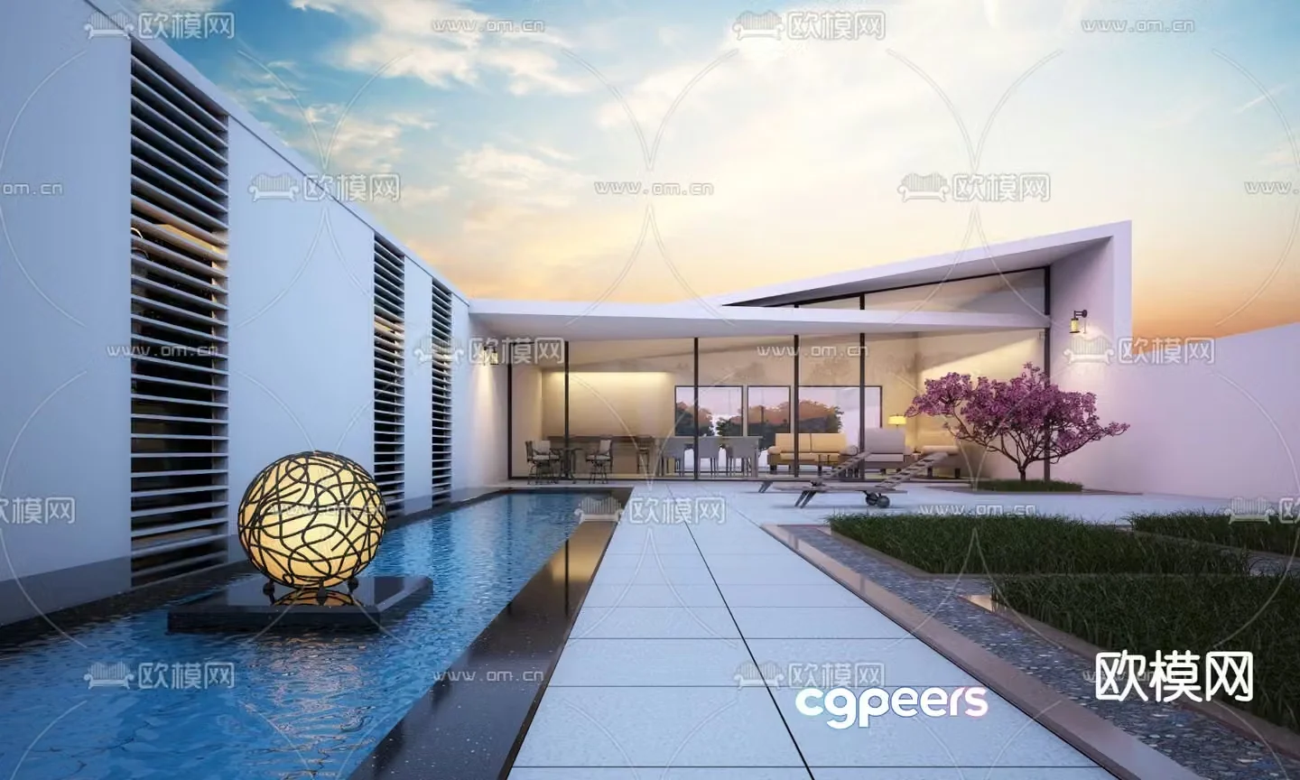 Villa courtyard garden 3d model