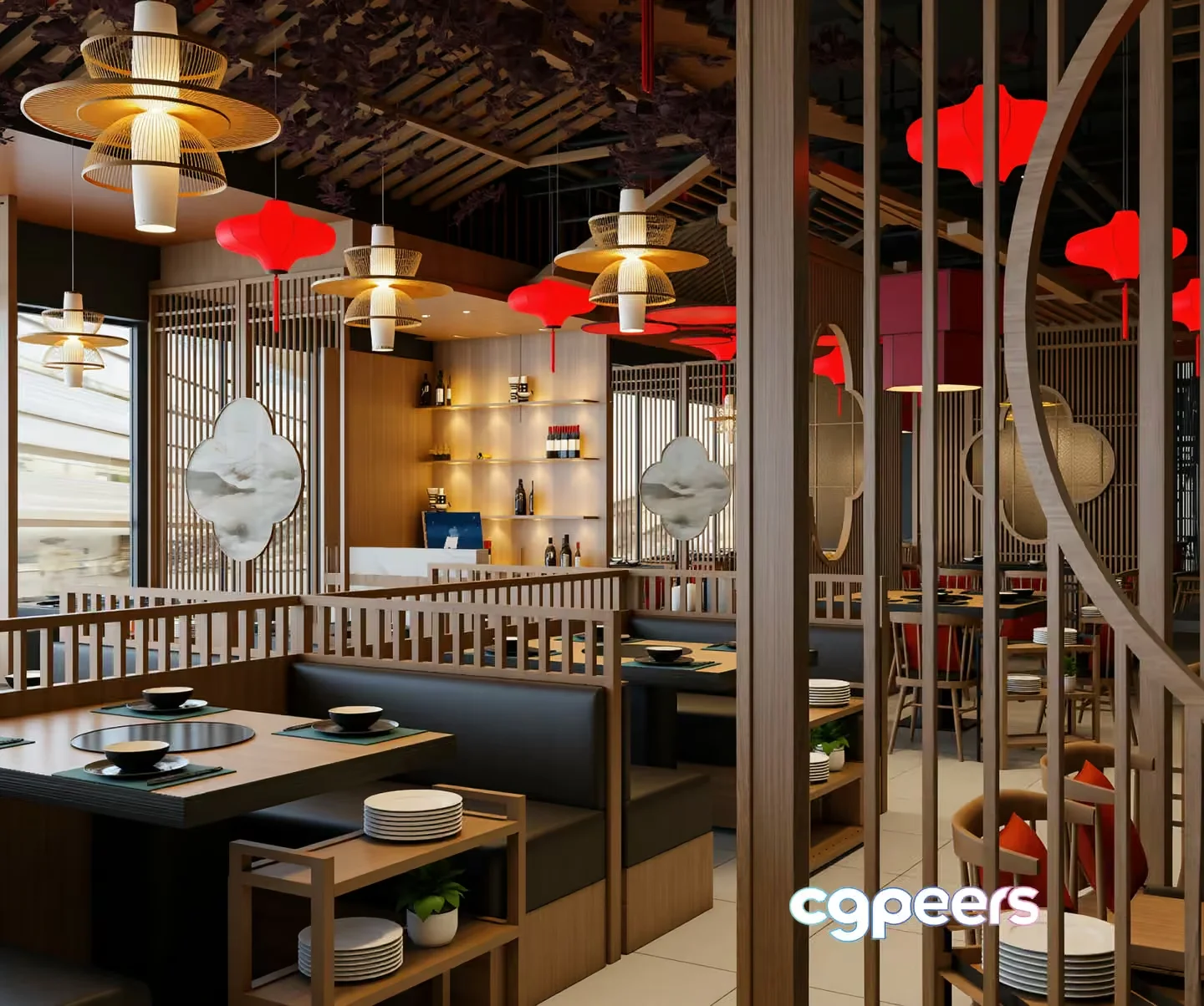 Modern Asian Restaurant 3D Model – 21903 – VRAY Render