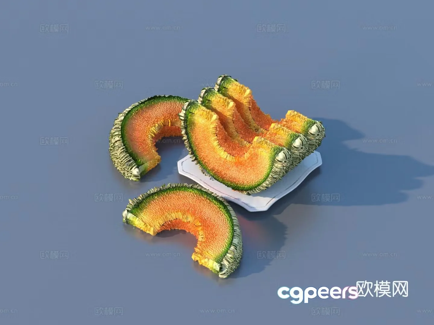 Fruit Cantaloupe Fruit Dish 3D Model