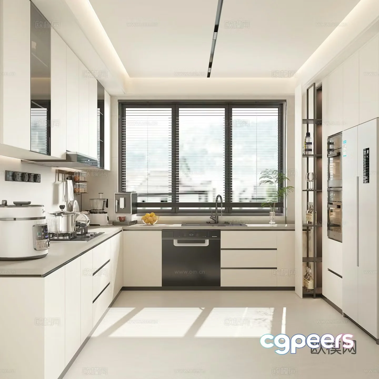 Modern cream kitchen 3d model